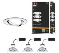 Paulmann 93880 Kit encastrés Premium Coin Slim, dimmable, rond, orientable, LED 3x6,8W, 2700K, 230V, 51 mm, Chrome/Alu