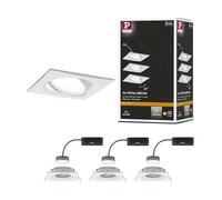 Spot encastré LED Paulmann Nova Plus, kit de 3, 2700 K, blanc dépoli | Orientable, dimmable, pour raccordement direct 230 V, IP23, lumière blanche chaude