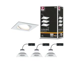 Spot encastré LED Paulmann Nova Plus, kit de 3, 2700 K, blanc dépoli | Orientable, dimmable, pour raccordement direct 230 V, IP23, lumière blanche chaude