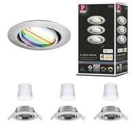 Spot encastré LED Smart Home Zigbee 3.0 Base Coin Kit de base orientable rond 90mm 20° Coin 3x4,9W 3x420lm 230V gradable RGBW+ Acier brossé Acier brossé G