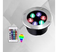 Spot encastré sous-marin IP68 RGB avec télécommande, éclairage souterrain for jardin et cour(6W(12V))