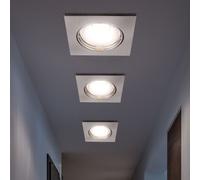 Spot encastrable LED spot de plafond carré plafonnier luminaire de couloir spot encastrable orientable, aluminium nickel mat, 5W 330lm blanc chaud, LxlxP 8x8x10 cm, lot de 3