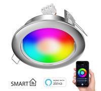 Spot encastré Zobe II plat inox mat + ampoule RGB blanc chaud