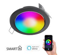 Spot encastré Zobe plat anthracite mat + ampoule RGB blanc chaud