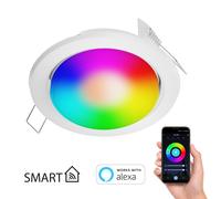 Spot encastré Zobe plat blanc mat + ampoule RGB blanc chaud - blanc froid