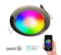 Spot encastré Zobe plat chrome-noir brillant + LED RGB blanc chaud