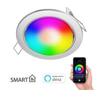 Spot encastré Zobe plat inox mat + ampoule RGB blanc chaud