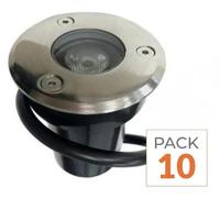 Spot extérieur encastrable LED, IP65, 220V, pour sol, 3W, angle de diffusion 45°, pack de 10, lumière blanche froide 6000K - 8000K