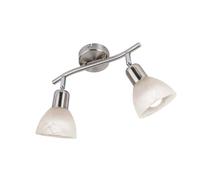 Spot LED 2 ailes. Daytona nickel, verre alab.blanc avec 2xE14.3W, LED L: 20cm, verre 10cm FAUX