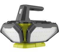 Spot LED 360° RYOBI ONE+ 18V, 3500 Lumens 3 Intensités, 4 Panneaux Orientables, Poignée Crochet Rabattable, Éclairage Chantier sans Fil