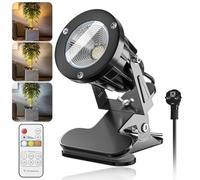 Spot LED à Pince Dimmable avec Télécommande, 3 Températures de Couleur | pour Plantes et Tableaux, 7W Orientable 360° avec Minuterie pour Éclairage d'Accentuation