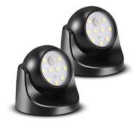 Spot LED avec Detecteur de mouvement 2 Unités Projecteur LED Sans Fil 150 Lumen Sphère Amovible Rotation et Inclinaison à 360 degrés