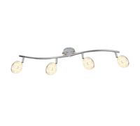 Spot LED bar 4 spots plafonnier orientable Plafonnier moderne, cristaux de verre chromés, 4x 6W 475Lm blanc chaud, LxH 70x18,5 cm