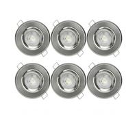 Spot LED Encastrable 6 Lot,Spot LED Encastrable Orientable,6000K,Lumière Blanche,Dimmable,IP44,7W,6 GU10 Inclus,Ø90MM,Pivotant à 30°,Argenté,Boîtier en Fer,Pour Salon Cuisine Salle De Bain Chambre