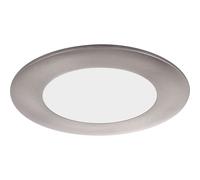 Spot LED encastrable argent Plafonnier verre satiné Spot encastrable Plafonnier, métal, incl. transformateur, 6W 400Lm blanc chaud, D 12 cm
