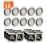 Spot LED encastrable complet rond fixe alu brossé - LAMPESECOENERGIE - 5W - GU10 - Intérieur