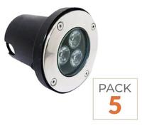 Spot LED Encastrable Extérieur IP65 220V Sol 3W 80° (Lot de 5) - Blanc Neutre 4000K - 5500K