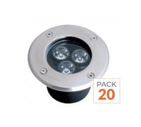 Pack de 20 - Spot LED Encastrable Extérieur IP65 220V Sol 3W 80° - Blanc Neutre 4000K - 5500K