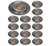 Spot LED encastrable fixe - LOT DE 15 - Alu brossé - Blanc chaud - 350 Lm - 5W - GU10
