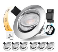 Spot LED Encastrable Orientable, 5W Spot Led Plafond Dimmable 220V Blanc Chaud 3000K 500LM Spot Encastrable LED Extra Plat, IP44 Spots Encastrés Ø68-75mm, Chambre, Salon, Salle de Bain, Lot de 6