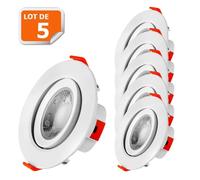 Spot LED encastrable pour plafond - LAMPESECOENERGIE - Lot de 5 - Blanc Neutre - 5W - 425lm