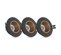 Spot led encastrable - Spot encastrable - Spot led encastrable plafond - Spot encastrable et orientable - Lot 3 Spots GU10 50W 2700K Rond orientable Noir et or IP20 - PACK3SP50RANO XANLITE