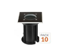Spot LED extérieur encastrable, carré, IP65, pour ampoule GU10 - Pack de 10