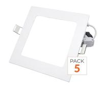 Spot LED Extra Plat Carré 6W Blanc - Pack de 5 - Blanc Froid 6000K - 8000K