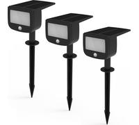 Spot LED solaire Projecteur Lampe de sécurité avec détecteur de mouvement sans fil Capteur crépusculaire Lot de 3