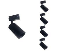 Spot LED sur rail 80° Monophasé NOIR pour ampoule GU10 - Pack de 5 - SILAMP