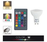 Xanlite - Ampoule Led Spot - Culot Gu10-4 -2W Cons. (27W Eq.) - Lumière Blanc Chaud Ou Lumière Rvb Avec Sa Télécommande