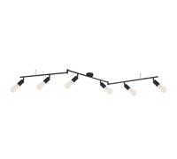 Spot light noir Plafonnier noir Spots plafonnier orientable, 6 flammes, 6x E27, LxlxH 180 x 8,5 x 18,5 cm