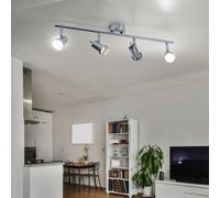 Spot bar 4 spots plafonnier plafonnier LED 4 flammes pivotant, chrome, 4x 5W 400Lm 3000K, LxH 63x14 cm