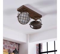 Spot Lindby Tamin, couleur rouille, à 2 lampes, verre, G9 Tamin Lindby, dimmable, marron, Salon / Salle à manger, Métal, Industriel, Spot