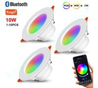 Spot lumineux LED RGBW + CW + CCT, 1 à 10 pièces, projecteur à intensité variable, 10W, Bluetooth, plafonnier intelligent, commande vocale pour Alexa Google Home