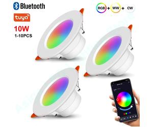 Spot lumineux LED RGBW + CW + CCT, 1 à 10 pièces, projecteur à intensité variable, 10W, Bluetooth, plafonnier intelligent, commande vocale pour Alexa Google Home