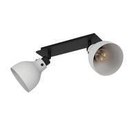 Spot MATLOCK E27 2X40W en acier et bois gris et noir 520x145x225mm