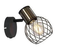 Spot mural, applique, lampe de salon, orientable, métal noir, H 16,5 cm