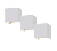 Spot mural blanc lumière extérieure carrée lampe de patio moderne, spot LED UP & Down réglable, alu, LED 6W 660lm 4000K, LxlxH 10x10x10cm, lot de 3