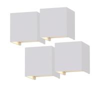 Spot mural blanc lumière extérieure carrée lampe de terrasse moderne, spot LED up & down réglable, LED 6W 660lm 4000K, LxlxH 10x10x10cm, lot de 4