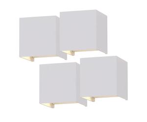 Spot mural blanc lumière extérieure carrée lampe de terrasse moderne, spot LED up & down réglable, LED 6W 660lm 4000K, LxlxH 10x10x10cm, lot de 4