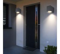 Spot mural, éclairage extérieur, porte d'entrée, éclairage façade, anthracite, applique murale encastrée pour votre terrasse, éclaire vers bas, aluminium moulé sous pression, LxH 6x8,1 cm, lot de 2