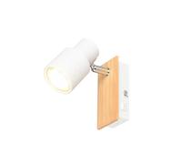 Spot mural et plafonnier scandinave bois blanc rectangulaire avec interrupteur GU10 1x10W
