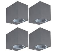 Spot mural extérieur éclairage de façade porte d'entrée anthracite applique murale pour votre terrasse, télécommande dimmable changement de couleur, 1x LED RVB 3,5W, LxH 6x8,1 cm, lot de 4
