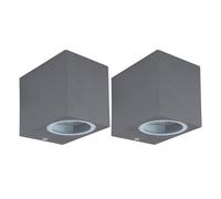 Spot mural extérieur Porte d'entrée Lampe de façade anthracite Applique pour votre terrasse, télécommande dimmable changement de couleur, 1x RGB LED 3,5W, LxH 6x8,1 cm, set de 2 pièces