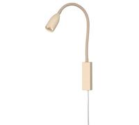 Spot mural flex Sten | Couleur sable | Câble transparent | Largeur : 4 cm, hauteur : 61 cm, projection : 35 cm | Avec commande gestuelle à intensité variable en continu | 1 LED 5 W 3000 K | 420 lm