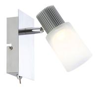 Spot mural interrupteur à bascule applique spot orientable albâtre, nickel chrome mat, 1x LED 5W 300Lm blanc chaud, LxPxH 15,5x8x13 cm