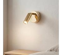 Spot mural LED en métal doré salon chambre à coucher bureau H:11 cm 3 W avec interrupteur réglable de manière flexible élégant Applique murale moderne couloir PASA