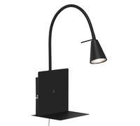 Spot mural noir Applique murale Flexospot applique murale pivotante avec étagère, métal, 1x LED 5W 400Lm blanc chaud, LxlxH 10x16x45,5 cm