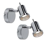 Spot mural orientable LED applique murale chrome spot lampe de lit chambre, 5W 400lm blanc chaud, lot de 2